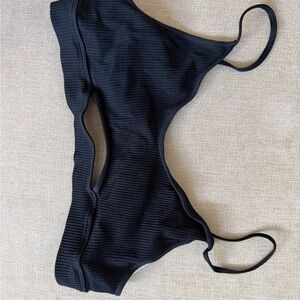 Full Tilt Black Ribbed Cutout Bralette